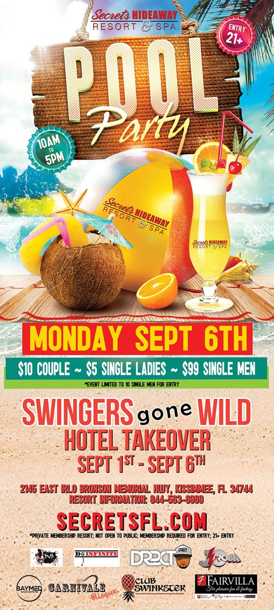 Monday Pool Party 10am-5pm Swingers Gone Wild