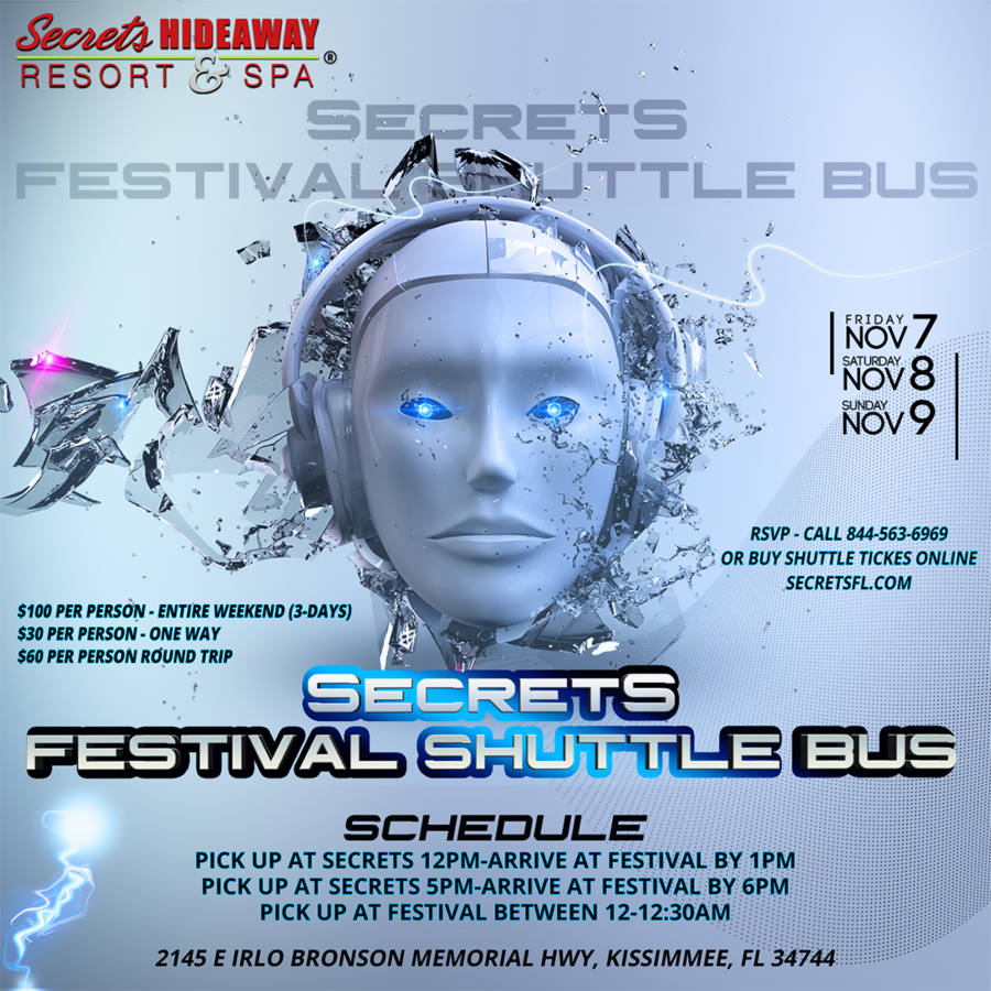 Secrets Shuttle Bus - Orlando EDM Festival 